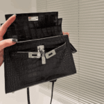 Hermès Mini Kelly Matte Alligator Leather Handbag Black - Image 7