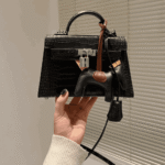 Hermès Mini Kelly Matte Alligator Leather Handbag Black - Image 5