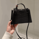 Hermès Mini Kelly Matte Alligator Leather Handbag Black - Image 8