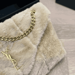 Saint Laurent Loulou Shearling Puffer Bag Beige - Image 2