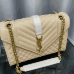 Saint Laurent Envelope Medium Bag Dark Taupe Matelassé Leather - Image 2