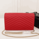 Saint Laurent Cassandre Envelope Chain Wallet Red Leather - Image 3