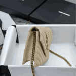Saint Laurent Cassandre Envelope Chain Wallet Dark Beige Leather - Image 3