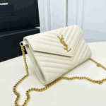 Saint Laurent Cassandre Envelope Chain Wallet White Leather - Image 3