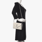 Saint Laurent Cassandre Envelope Chain Wallet White Leather - Image 4