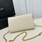 Saint Laurent Cassandre Envelope Chain Wallet White Leather - Image 6