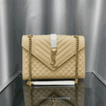Saint Laurent Envelope Medium Matelassé Leather Bag Dark Taupe - Image 2