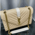 Saint Laurent Envelope Medium Matelassé Leather Bag Dark Taupe - Image 3