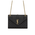 Saint Laurent Envelope Medium Bag Black Quilted Leather