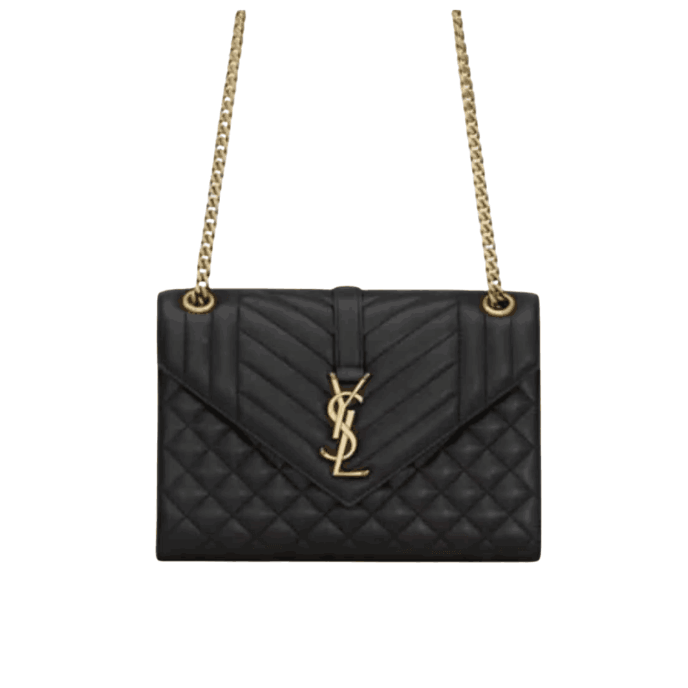 Saint Laurent Envelope Medium Bag Black Quilted Leather Saint Laurent Envelope Medium Bag Black Quilted Leather - Image 1