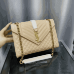 Saint Laurent Envelope Medium Bag Dark Taupe Matelassé Leather - Image 6