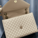 Saint Laurent Envelope Medium Bag Dark Taupe Matelassé Leather - Image 8