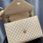 Saint Laurent Envelope Medium Matelassé Leather Bag Dark Taupe - Image 5