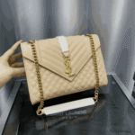 Saint Laurent Envelope Medium Matelassé Leather Bag Dark Taupe - Image 7