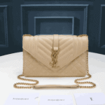 Saint Laurent Envelope Small Quilted Grain Leather Bag Beige - Image 2