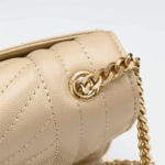 Saint Laurent Envelope Small Quilted Grain Leather Bag Beige - Image 3