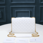 Saint Laurent Envelope Small Quilted Leather Bag White - Image 7