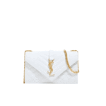Saint Laurent Envelope Small Quilted Leather Bag White