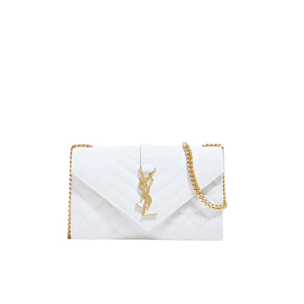 Saint Laurent Envelope Small Quilted Leather Bag White Saint Laurent Envelope Small Quilted Leather Bag White - Image 1