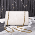 Saint Laurent Kate Medium Tassel Crocodile Embossed Leather Bag White - Image 3