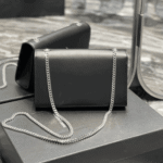 Saint Laurent Kate Medium Grain De Poudre Mirror Effect Leather Bag Black - Image 9