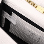 Saint Laurent Kate Medium Tassel Crocodile Embossed Leather Bag White - Image 6