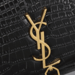 Saint Laurent Kate Medium Tassel Crocodile Embossed Leather Bag Black - Image 6