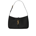 Saint Laurent Le 5 À 7 Crocodile-Embossed Leather Hobo Bag Black
