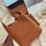 Saint Laurent Le 5 À 7 Supple Small Suede Shoulder Bag Golden Brown - Image 4