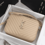 Saint Laurent Lou Camera Bag Dark Beige Quilted Leather - Image 9