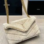 Saint Laurent Loulou Shearling Puffer Bag Beige - Image 3