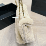 Saint Laurent Loulou Shearling Puffer Bag Beige - Image 6