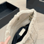 Saint Laurent Loulou Shearling Puffer Bag Beige - Image 5