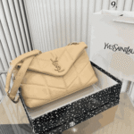 Saint Laurent Loulou Puffer Small Shoulder Bag Beige Leather - Image 2
