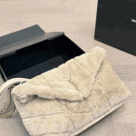 Saint Laurent Loulou Shearling Puffer Bag Beige - Image 8