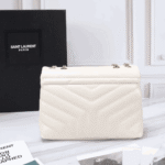 Saint Laurent Loulou Small Envelope Bag White Leather - Image 5