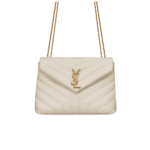 Saint Laurent Loulou Small Envelope Bag White Leather