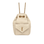 Saint Laurent Mini Joe Bucket Bag Cream Quilted Leather