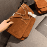Saint Laurent Niki Baby Chain Bag Brown Suede Leather - Image 4