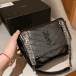 Saint Laurent Niki Baby Vintage Black Leather Shoulder Bag - Image 2