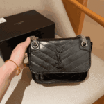 Saint Laurent Niki Baby Vintage Black Leather Shoulder Bag - Image 3