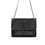 Saint Laurent Niki Medium Vintage Black Leather Shoulder Bag