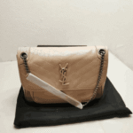 Saint Laurent Niki Medium Vintage Beige Leather Shoulder Bag - Image 5