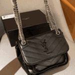 Saint Laurent Niki Baby Vintage Black Leather Shoulder Bag - Image 4