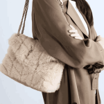 Saint Laurent Loulou Shearling Puffer Bag Beige - Image 9