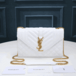Saint Laurent Envelope Small Quilted Leather Bag White - Image 8
