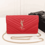 Saint Laurent Cassandre Envelope Chain Wallet Red Leather - Image 2