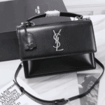 Saint Laurent Sunset Medium Mirror Effect Leather Bag Black - Image 5