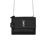 Saint Laurent Sunset Medium Mirror Effect Leather Bag Black