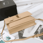 Saint Laurent Sunset Medium Smooth Leather Shoulder Bag Dark Beige - Image 9